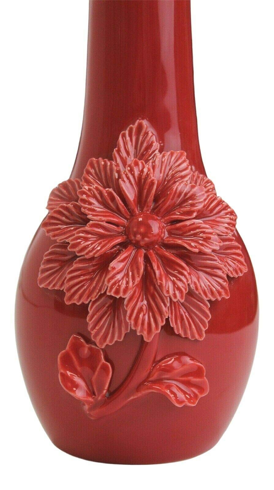 Vasetto In Ceramica Per Fiori Secchi, Blu Con Decorazione Floreale 3D, 14 Cm - Oggetto Decorativo - 4