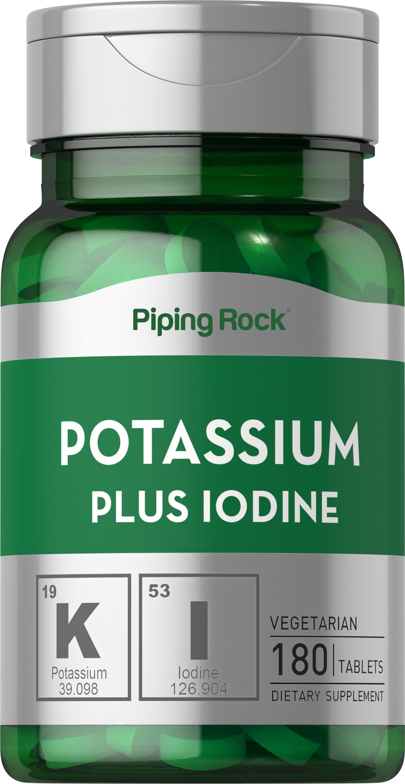 Piping Rock Potassium Chloride Supplement | Plus Iodine | 180 Tablets