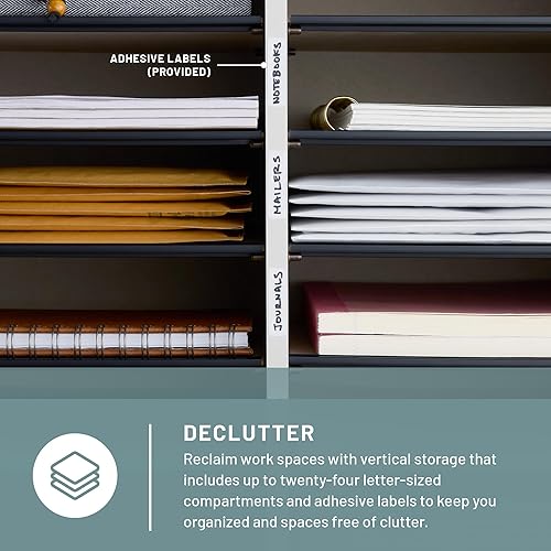 Miniatura 3 de Safco Products - 9423GR - Organizador de literatura ajustable de madera, con 24 compartimentos, color gris, estructura duradera, estantes