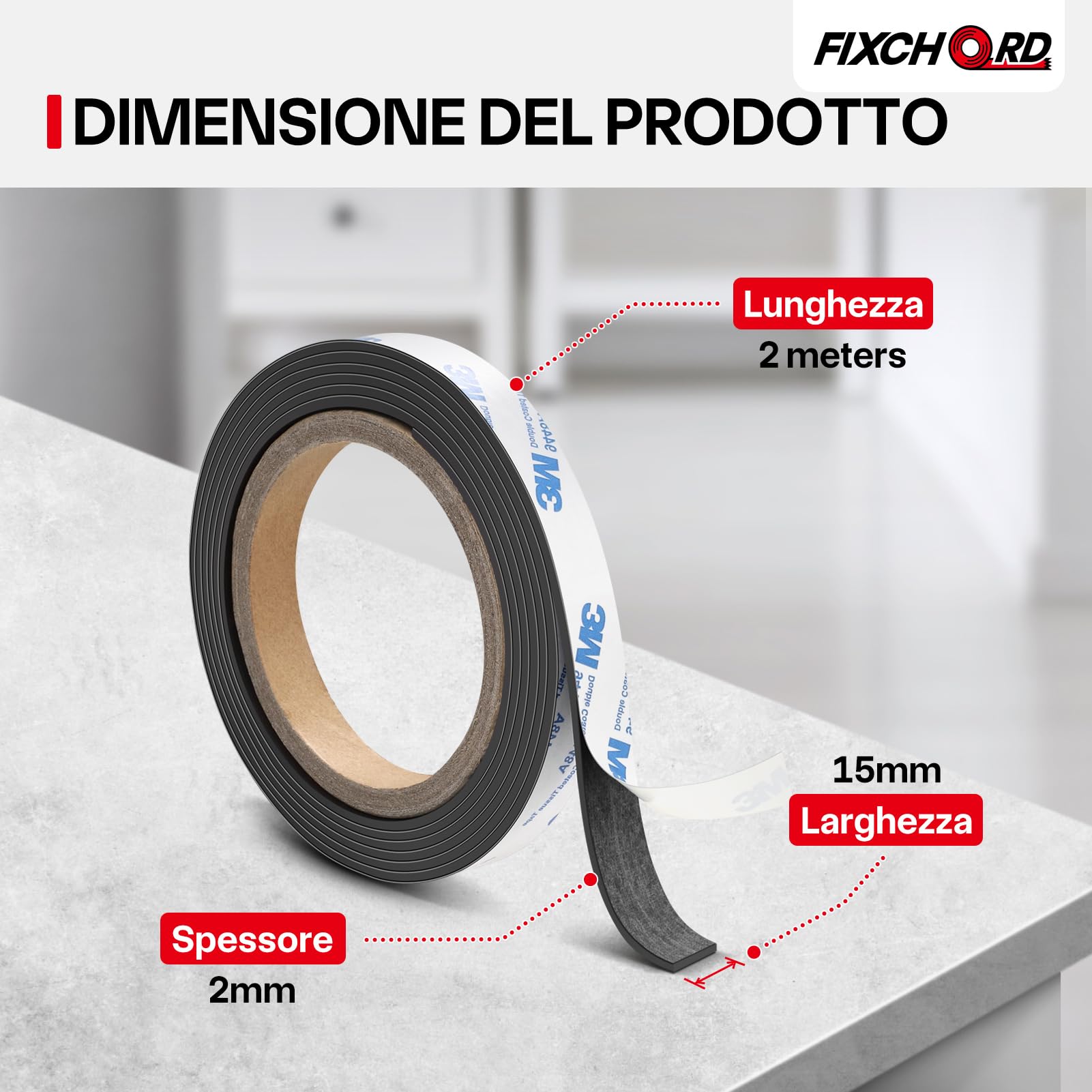 Nastro Magnetico Autoadesivo Extra Forte, Banda Magnetica A+B, Banda Magnetica Adesiva, Striscia Calamita per zanzariera, fai da te, tende da finestra, striscia magnetica 1.2m*15mm