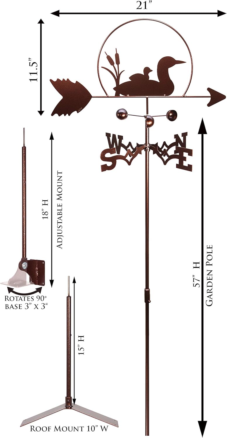 SWEN Products Loon Bird Weathervane (Garden Stake Included)