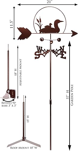 Miniatura 3 de SWEN Products Veleta Loon Bird (soporte de techo incluido)