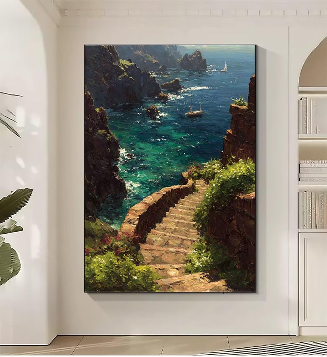 Landschaft Leiter Malen Nach Zahlen Erwachsene, Paint by Numbers Adult Anfänger Kreativ Set für, Heimwerk Malen Nach Zahlen Kinder, Pinsel und 36 Acrylfarbe Als, Deko Wohnzimmer 60 x 80 cm BJHWK197