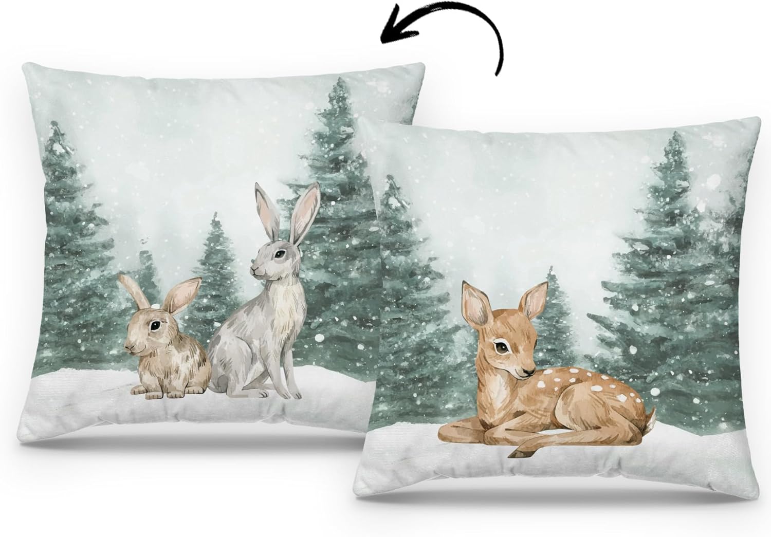 Mingnei Winter Pillow Covers 18x18,Christmas Reversible