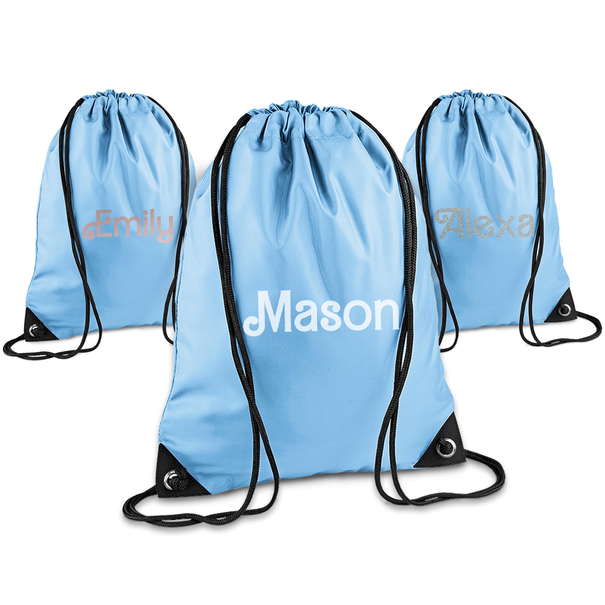 Print Maniacs Personalised Drawstring Bag for Kids Back to School PE Bag, Swim Bag with Name Ideal for Boys, Girls, Toddlers,and Primary School Students Perfect School Bag Sky Blue
