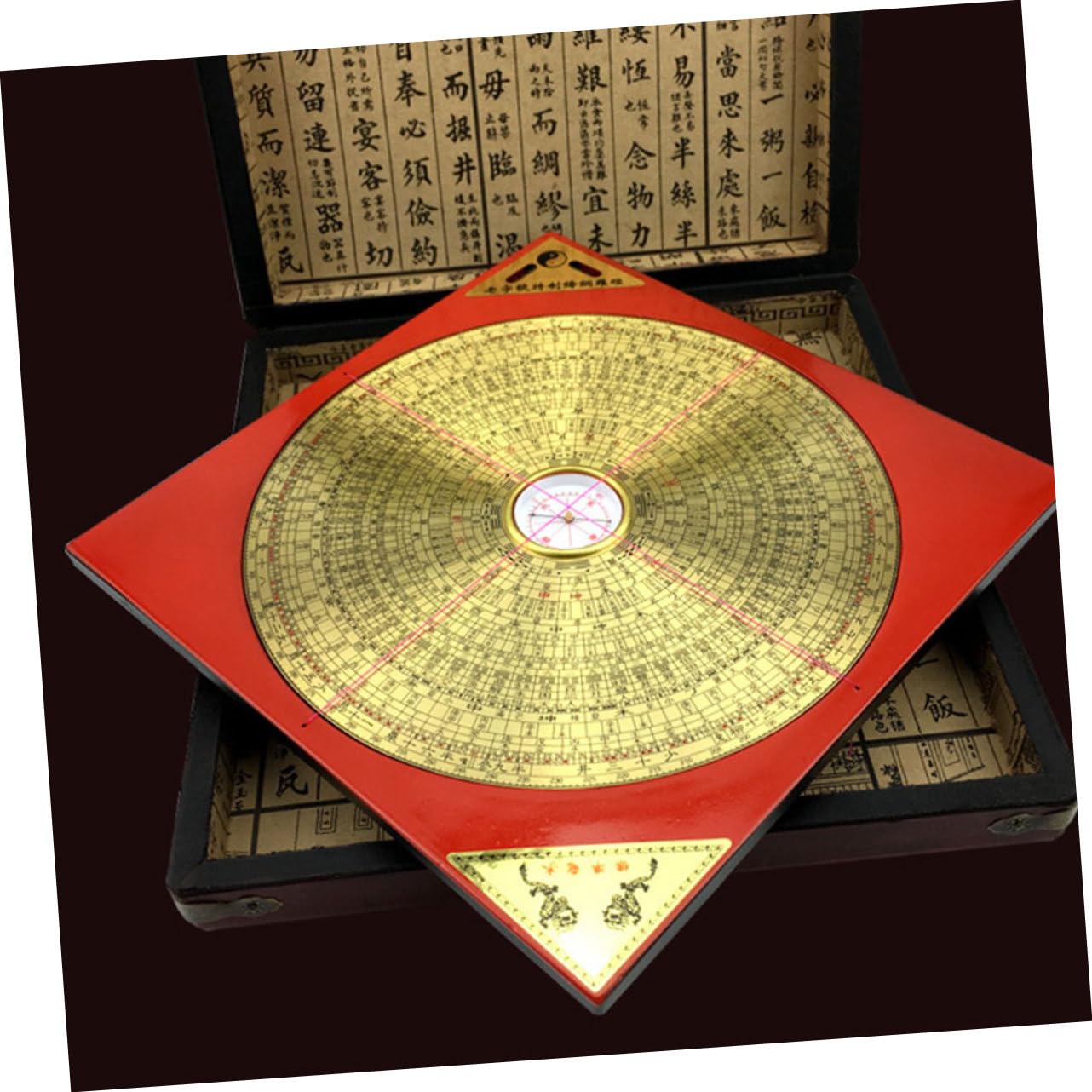 Brújula China Portátil Pequeña de Cobre y Hierro Roja Retro | Feng Shui Tradicional, Uso en Colección y Hiking, Diseño Taoísta Chino, Ligera y Fácil de Usar