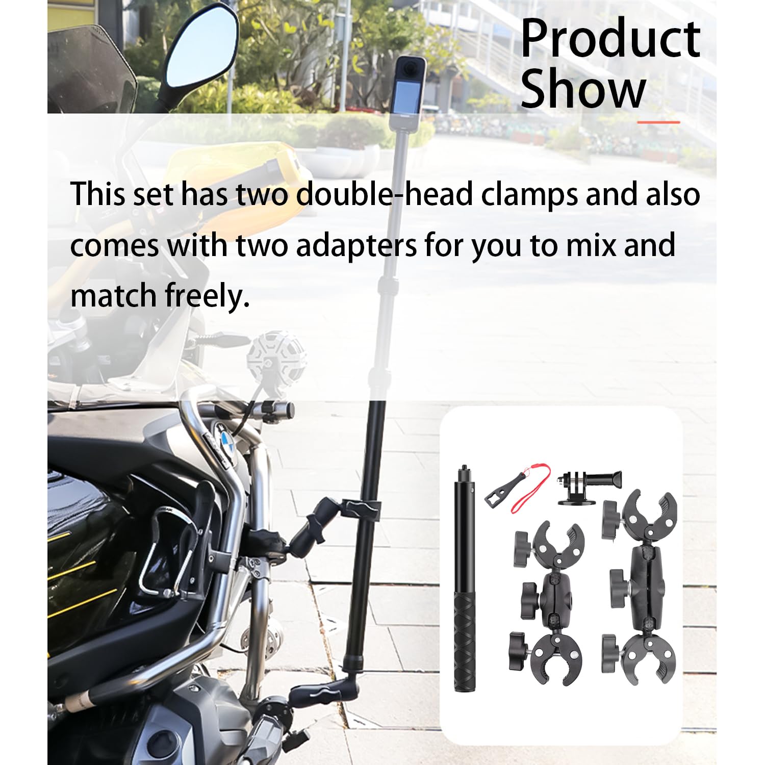 para Insta 360 x4 Accesorios,Soporte De Cámara,Rotación De 360 Grados,Abrazadera Doble,Aluminio,Estabilidad Doble,para Insta360 x4,x3,x2,para One RS,para Ace,Ace Pro