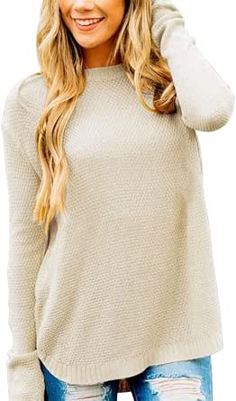 MEROKEETY Women's Long Sleeve Waffle Knit Sweater