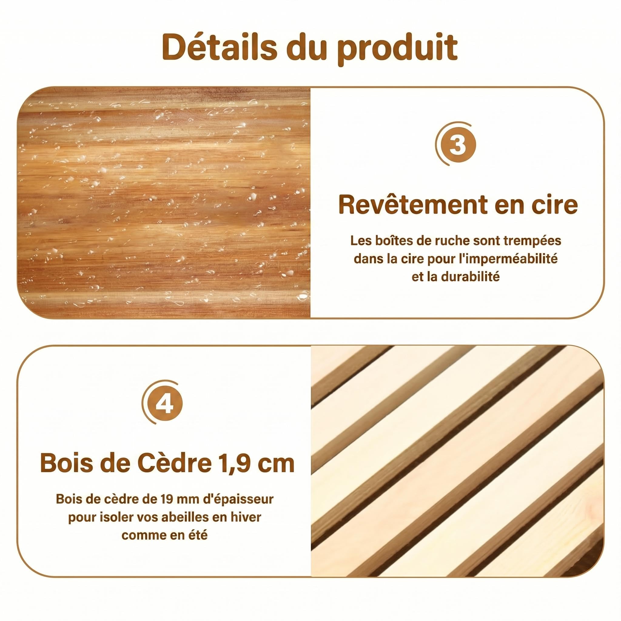 Garvee Kit de démarrage apiculture Langstroth 10 cadres – 2 hausses profondes, 1 moyenne – Cadres et fondations en cèdre enduits de cire d’abeille – Pour apiculteurs débutants et pros – Ruche