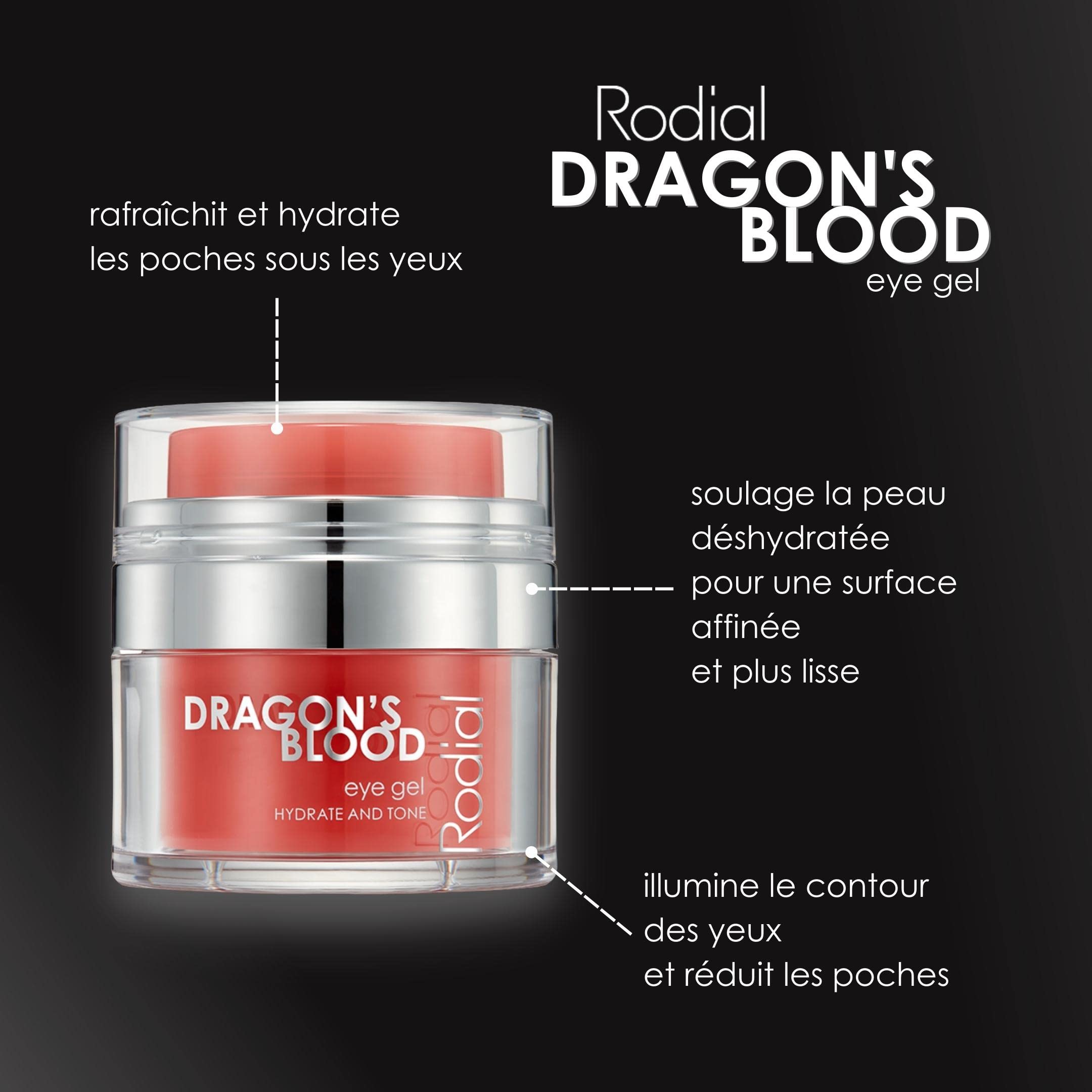 Rodial Dragon's Blood Gel pour les Yeux Deluxe 15 ml - Crème Contour des Yeux à l'Acide Hyaluronique pour les Surface Affinée et Plus Lisse, Illumine le Contour des Yeux et Réduit les Poches