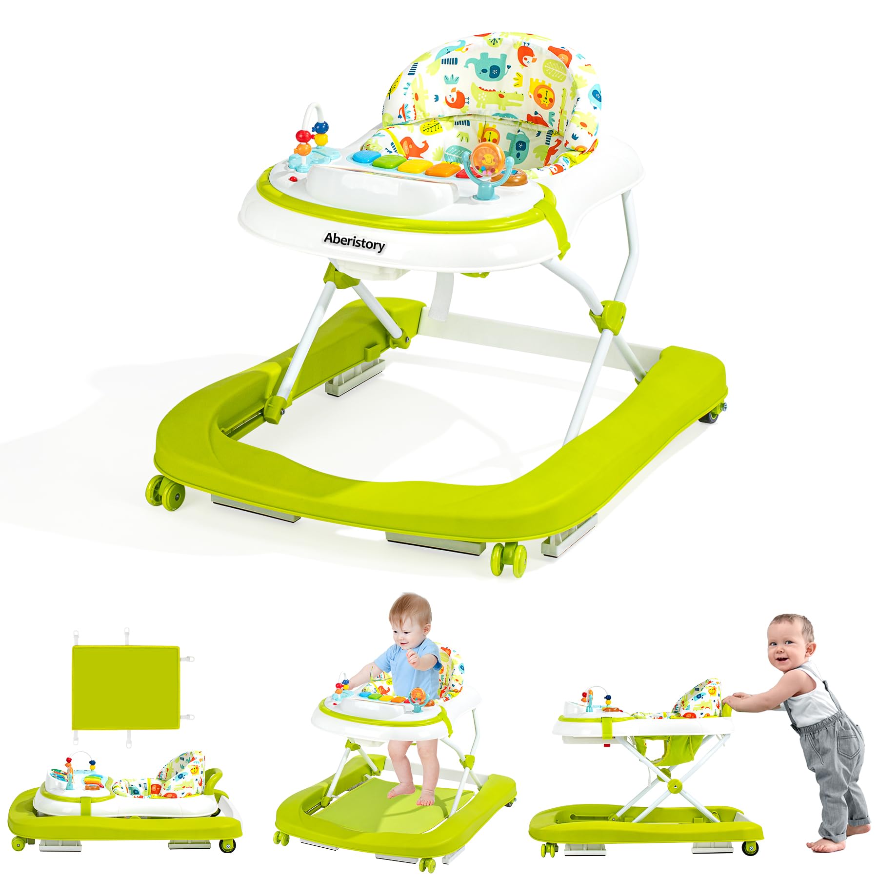 Time Followers® 3-Stage Foldable Baby Walker with Music & Adjustable Wheels | Anti-Tip Design, CPSC-Certified Eco-Friendly Plastic | All-Terrain Use for 6-18 Months (Unisex)