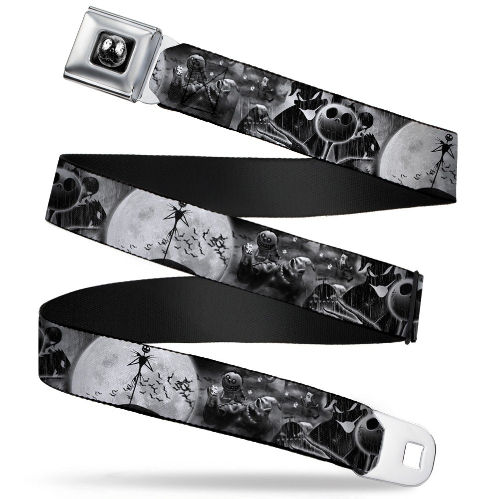 Buckle-Down Seatbelt Belt - Jack & Oogie Boogie Scenes Grays - 1.0" Wide - 20-36 Inches in Length