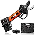 Kebtek Professional Electrci Pruning Shears 40MM, Electric Pruner Branch Cutter 25V Cordless Heavy Duty with 2 Pack 2Ah Rechargeable Batteries Brushless Motor- Upgraded Blade Version