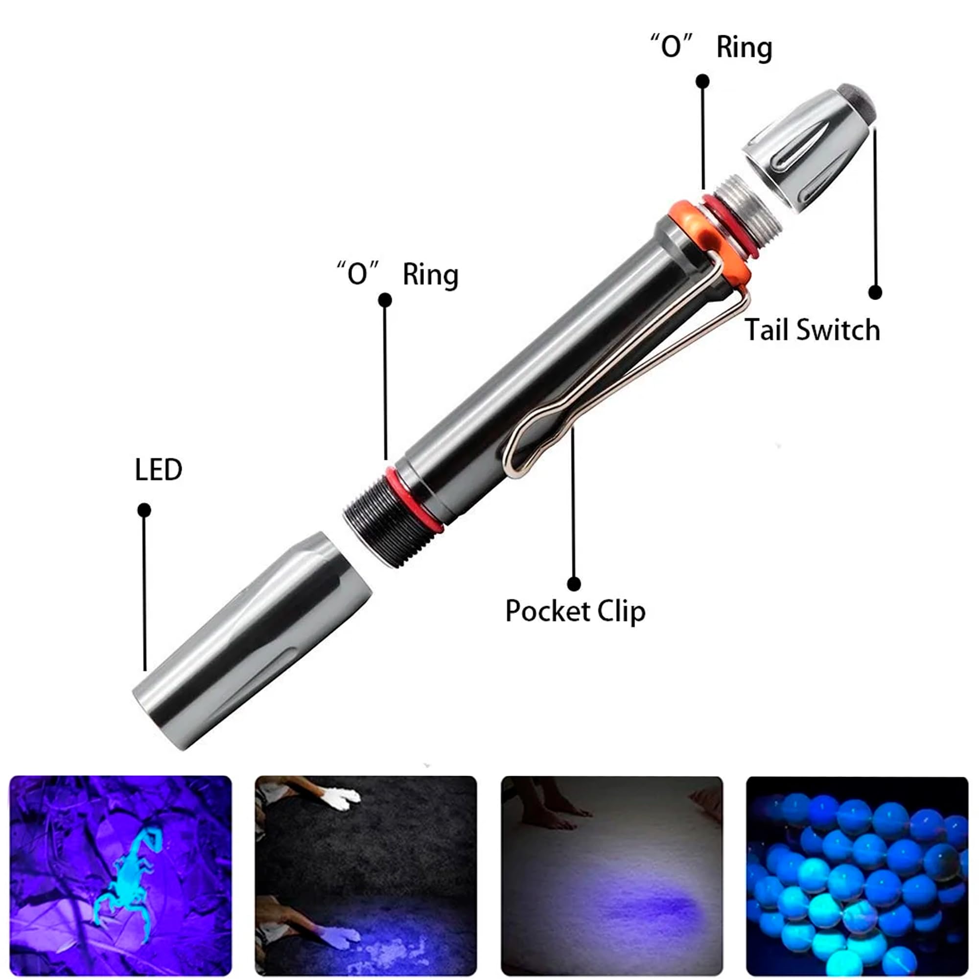 HQRP 365 nm Blacklight 3W LED Pen Light Flashlight for Scorpions