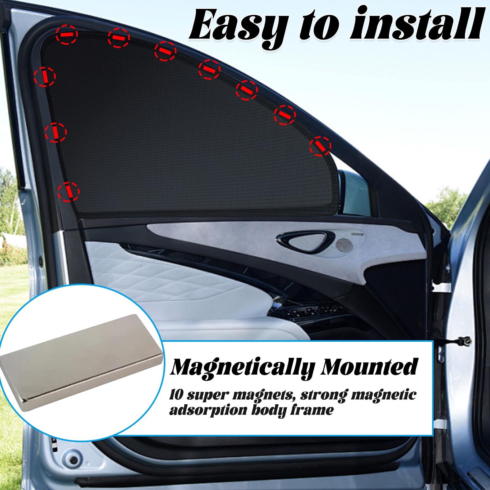 4 Stück Sonnenschutz Auto Baby, Universal Magnetisch Sonnenschutz Vorhang für Auto mit UV Schutz, Reflektierende Hitzeschutz für Kinder Baby Erwachsene Haustiere, Persönliche Privatsphäre