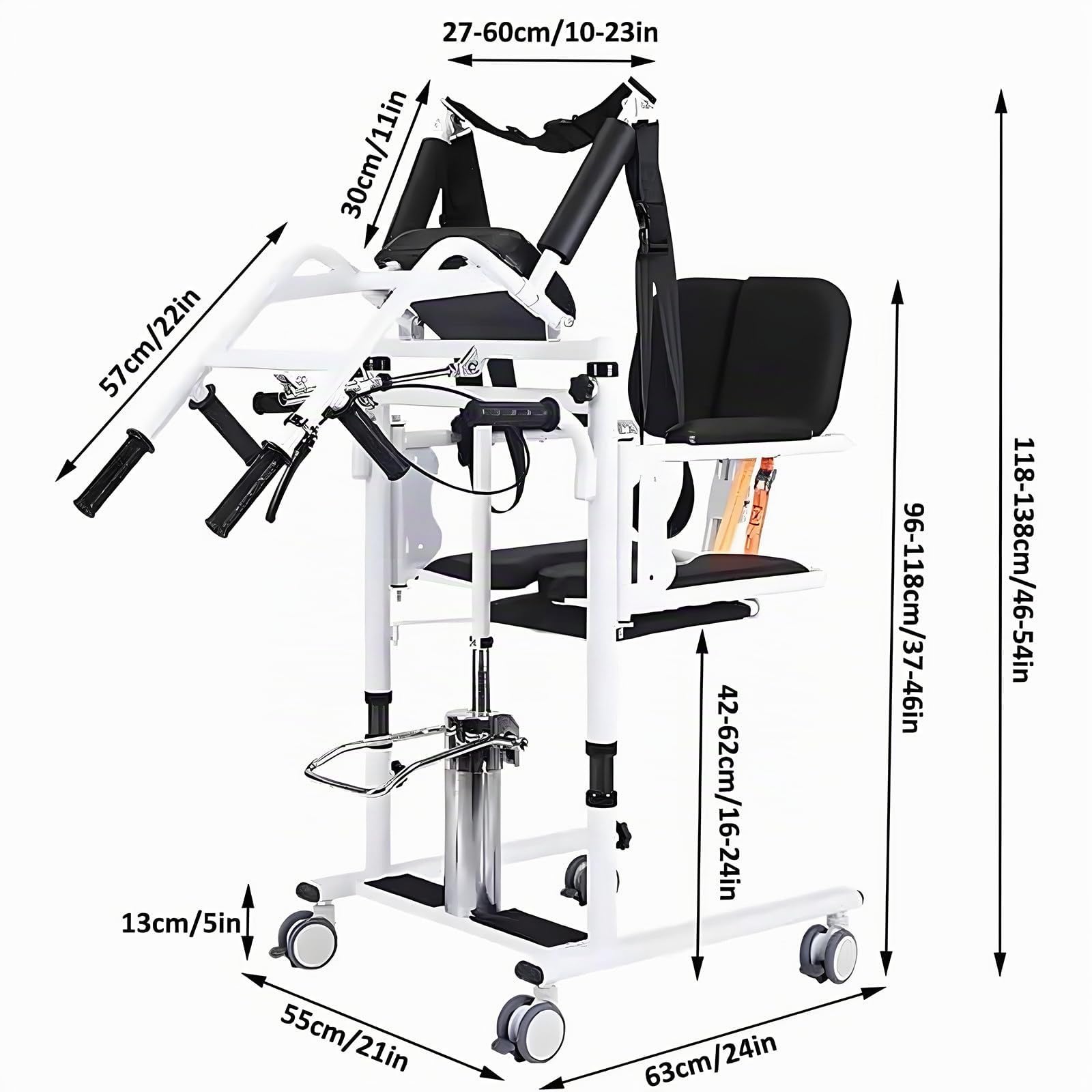 Silla De Transferencia Para Pacientes, Elevador De Pie Y Sentado, 4 En 1, Portátil, Con Ruedas, Para Adultos Y Personas Con Discapacidad En Casa, Fácil De Usar, Capacidad De Peso De 400 Lb Blue