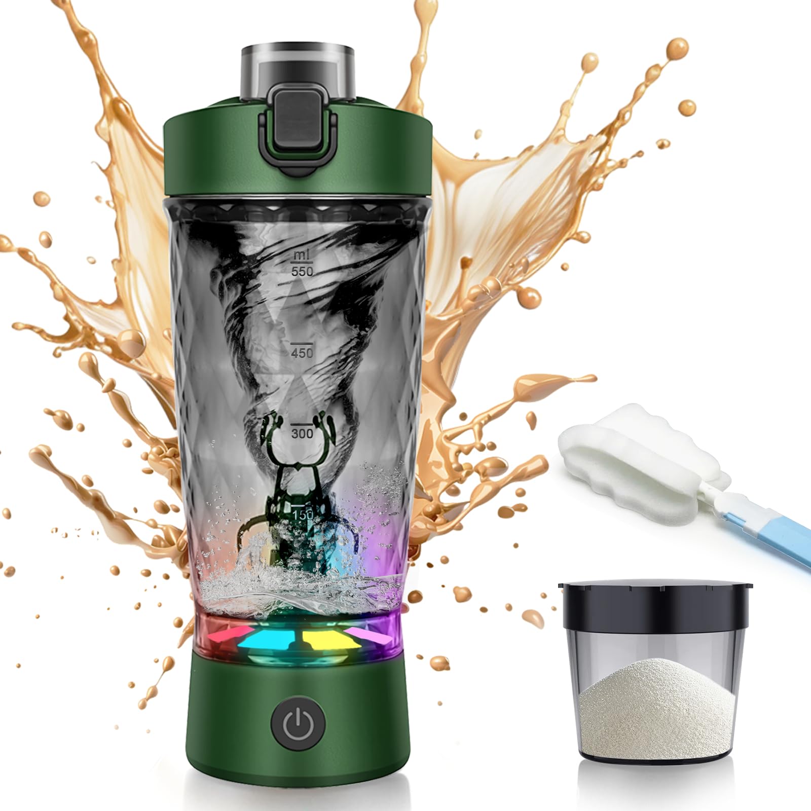 SOARFLY Shaker Elektrisch Protein Shaker mit Pulverfach 650ML Protein Mixer Shaker USB Wiederaufladbar,Elektrischer Shaker für Potein Pulver und Milchshake,Elektrischer Eiweiß Shaker,BPA-frei