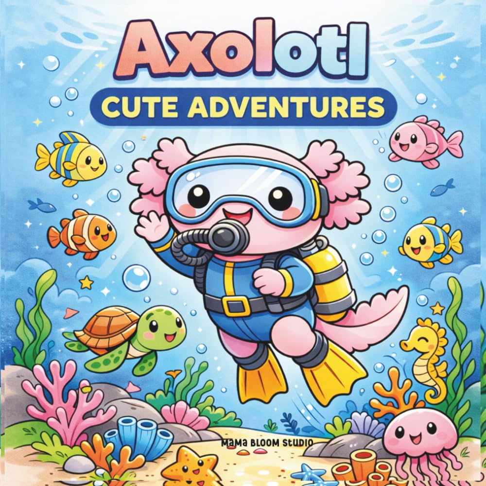 Axolotl Cute Adventures Coloring Book for Kids Bold & Easy Designs with Adorable Kawaii Axolotl, Simple Relaxing Pages for Creative Fun: Cute & Cozy ... and Stress-Free Designs for Children