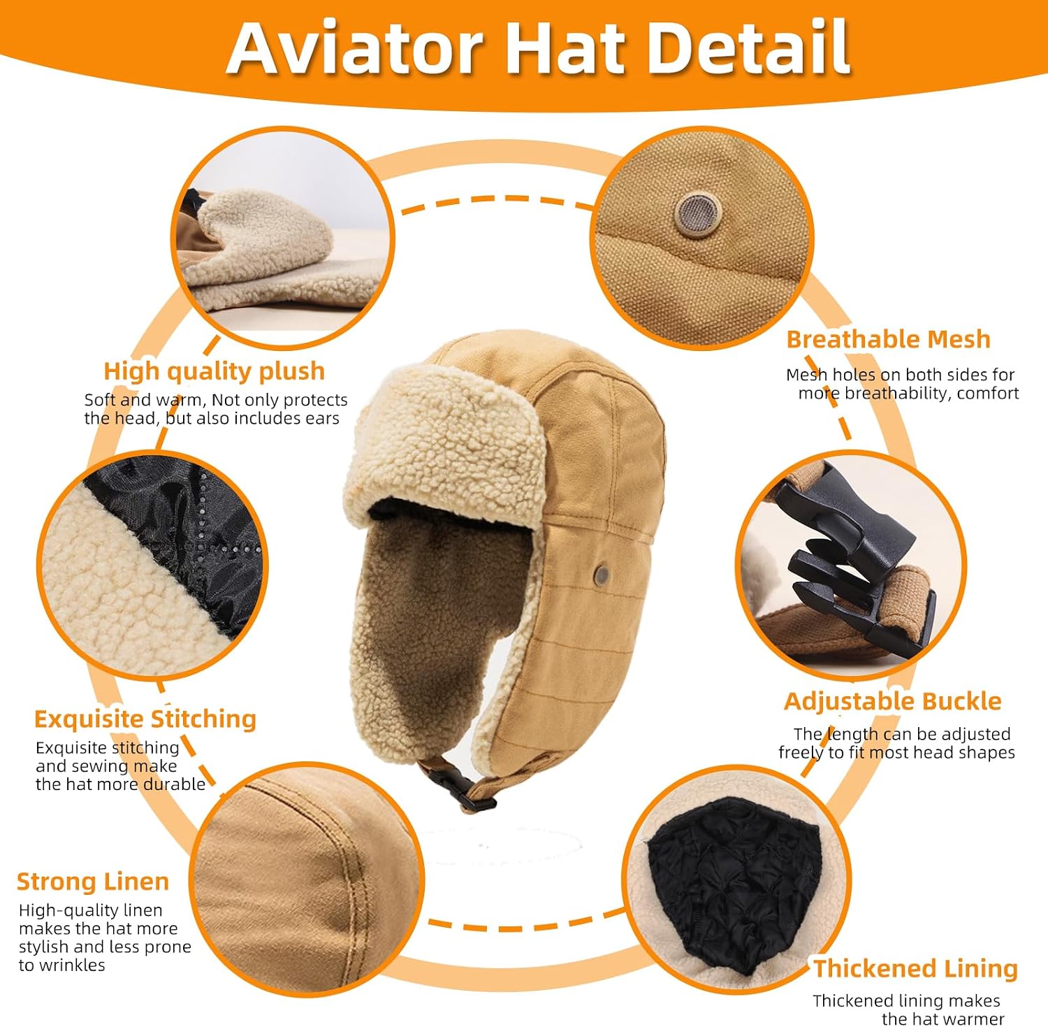 Aviator Hat with Goggles Adult Vintage Pilot Hat Costume Winter Bomber Hat Fur Ear Flaps Trapper Hat Men Women