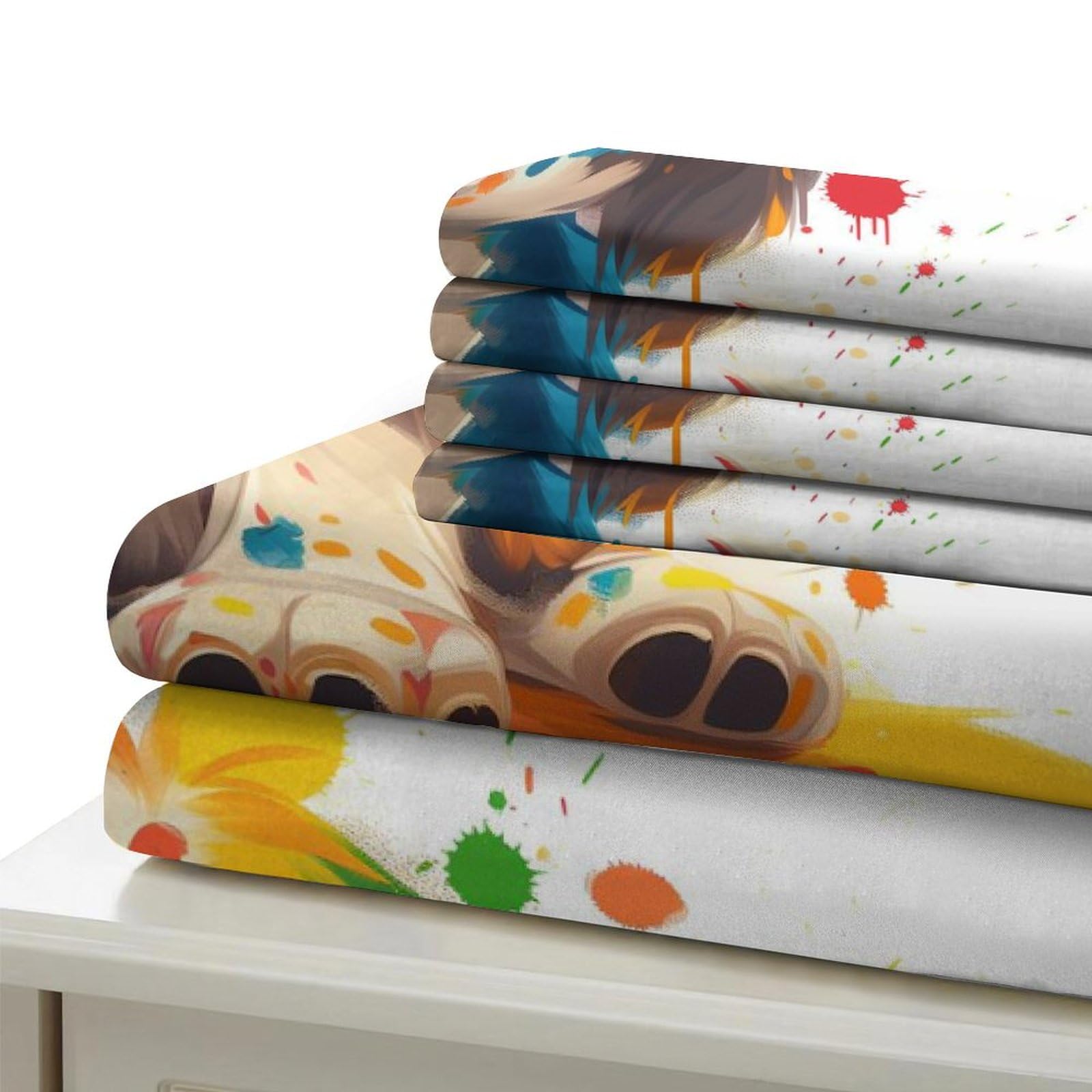simpatico modello di cucciolo Set Di Biancheria Da Letto Con Copripiumino E Federe,motivo Color Reversibile,facile Da Lavare,anallergico,morbido E Liscio Matrimoniale Double（200x200cm）
