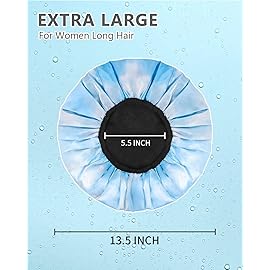 Aquior Shower Caps,Terry Lined Shower Cap for Women Reusable, Triple Layer Waterproof Bath Cap, Extra Large for Women Long Hair