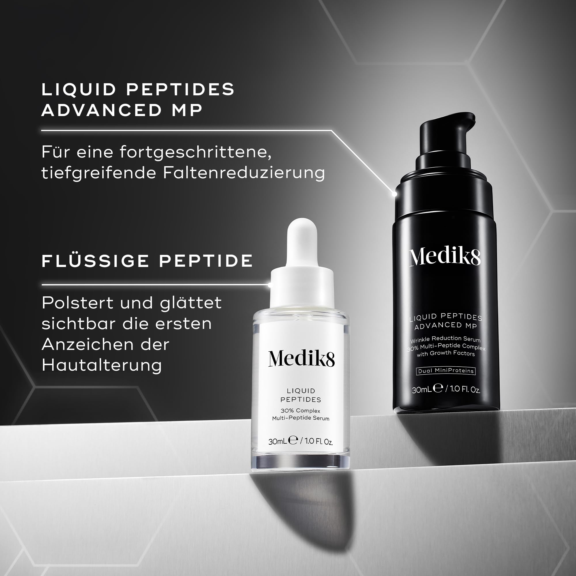 Medik8 Liquid Peptides Advanced MP, Bahnbrechende Bio-Technologie - 30 ml | Serum zur Faltenreduzierung mit 30 % Multi-Peptid-Komplex – nachweisliche Ergebnisse in nur 10 Minuten
