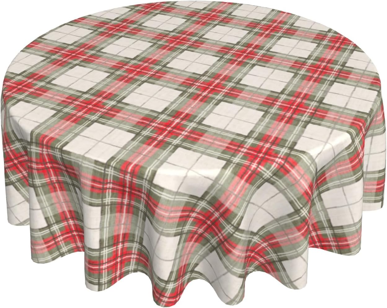 Giwawa Christmas Checkered Tablecloth Round, 60 Inch Winter