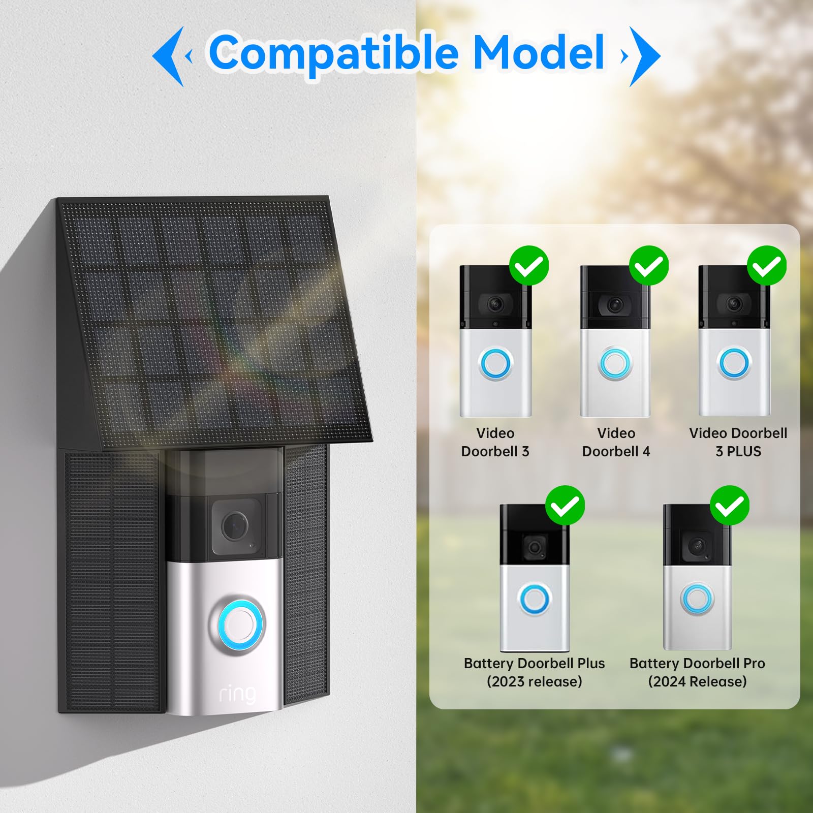 4 W Solarladegerät kompatibel mit Ring-Batterie-Türklingel USB-C wasserdicht Schwarz