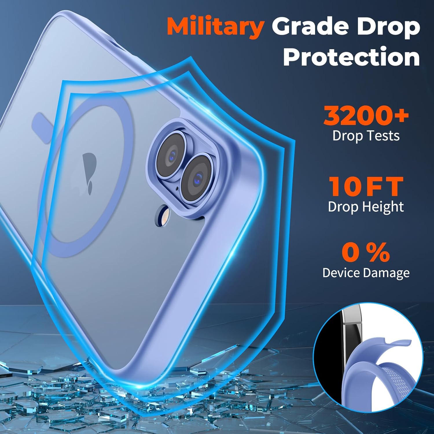 Magnetic for iPhone 16 Case, [Compatible with MagSafe] [with 1 Tempered Glass Screen Protector] Translucent Matte Shockproof Anti-Scratch Protective Phone Cover, Blue Purple - Image 4