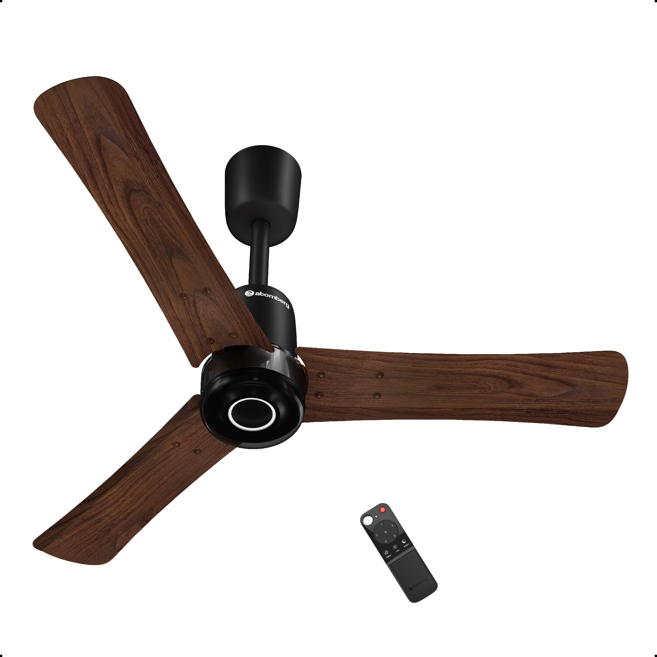 atomberg Renesa Elite Smart 900mm BLDC Ceiling Fan with Remote Control | BEE 5 star | High Air Delivery with Moonbeam LED Light | New Sleek Design | Newly Launched | 5 Year Warranty | Dark Walnut