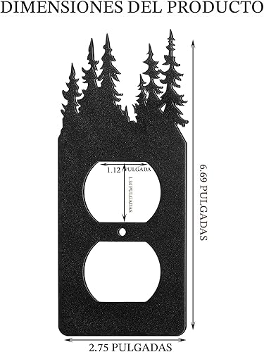 Vista 2 de Lothee 6 piezas de placa de metal para interruptor de luz de oso, alce, árbol, montaña, alce, bosque, placa de salida de palanca, cubierta de pared