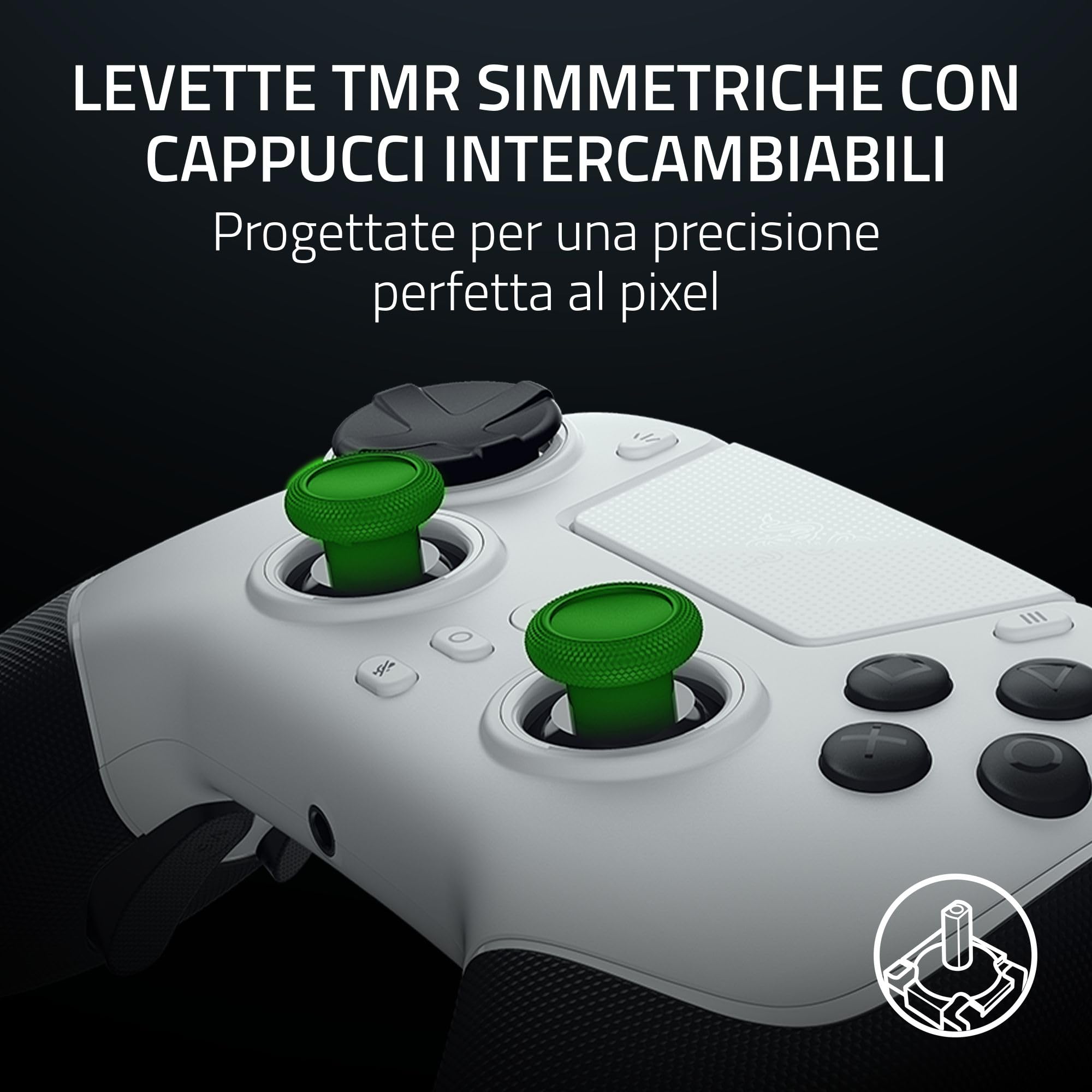 Razer Raiju V3 Pro - Controller wireless per e-sport per PlayStation 5 e PC - 4 pulsanti rimovibili e 2 bumper con impugnatura a artiglio - Stick analogici TMR - Pro HyperTrigger | Bianco