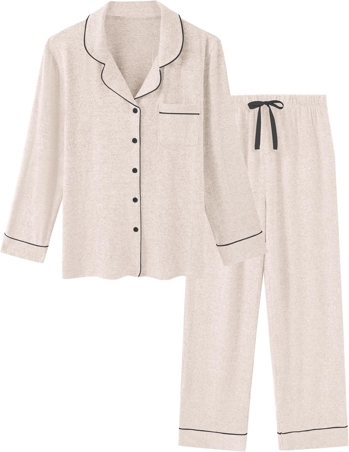 HNG Pajamas for Women Set 2 Piece Pj Set Long Sleeve Button Up Lounge Sets Sleepwear with Pockets XS-XXL