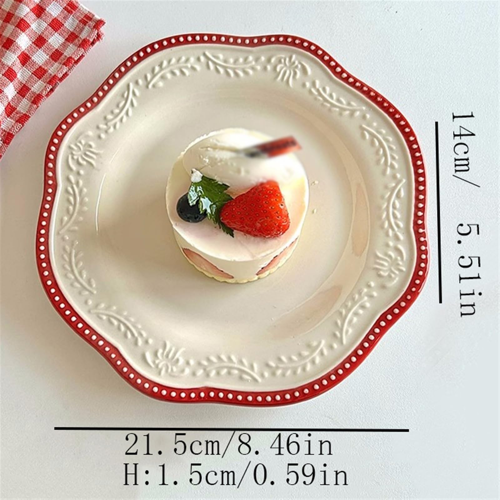 Platos De Cena Plato De Cena En Relieve Lateral Irregular De Cerámica Plato De Postre Plato De Ensalada Vintage Plato De Té De La Tarde Plato Plano Plato Frío(B)