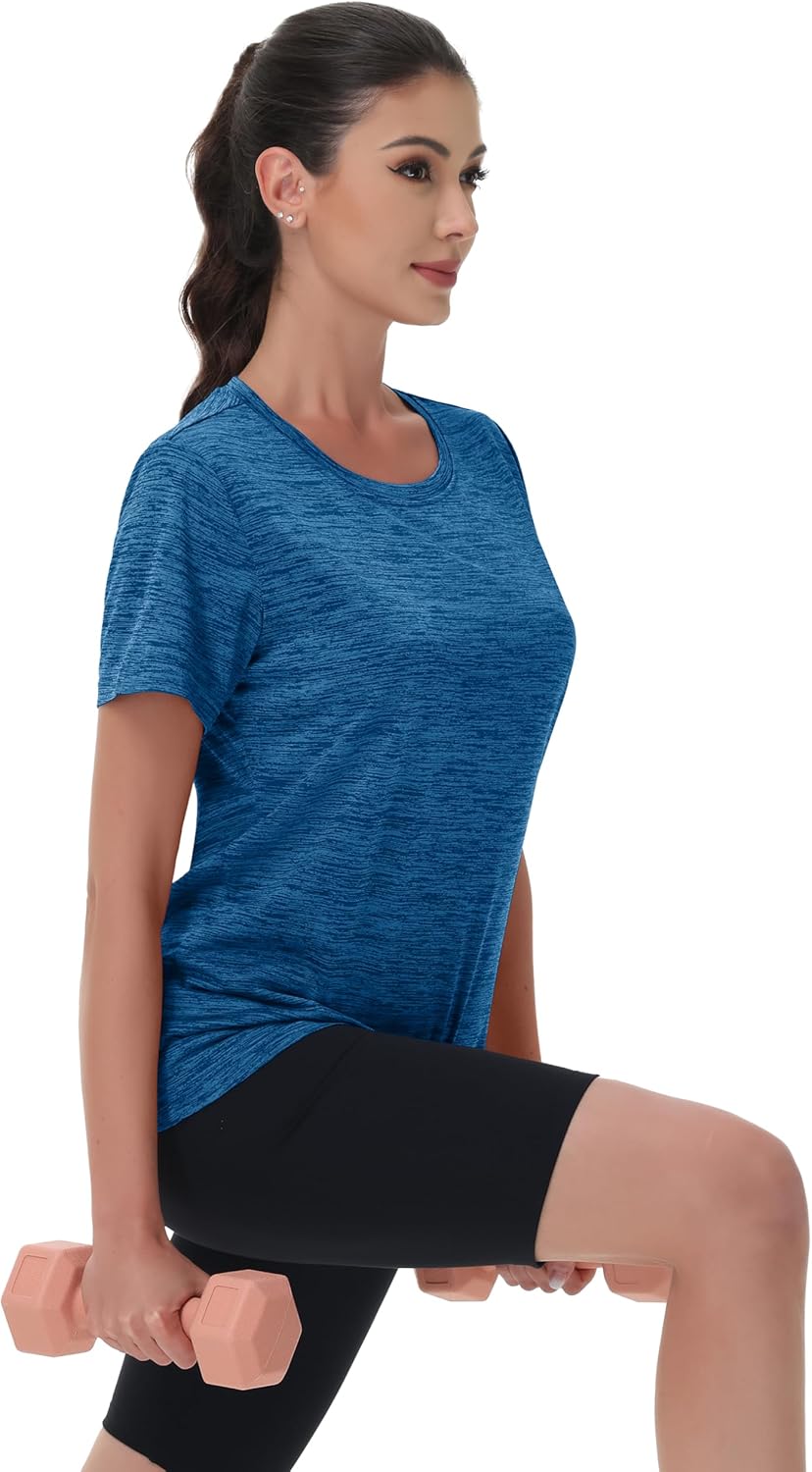 MAGCOMSEN Women's Workout Shirts Crewneck Short Sleeve Moisture Wicking Lightweight Tops for Gym Athletic Sports - Image 6