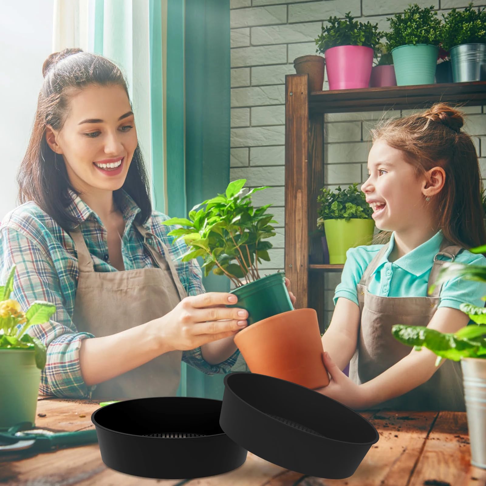 Setaccio Da Giardino TAIZER 2 Pezzi - Per Terreno, Sabbia E Piante, Con Fori Da 3mm