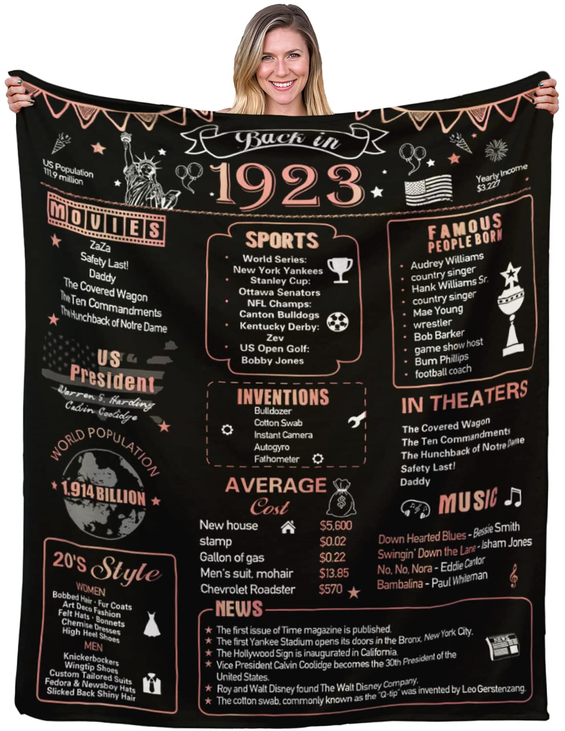 Geburtstagsdecke Zum 100. - Personalisierte Flanell-Fleecedecke 152x127 Cm - Perfektes Geschenk Für Oma, Mutter & Frauen
