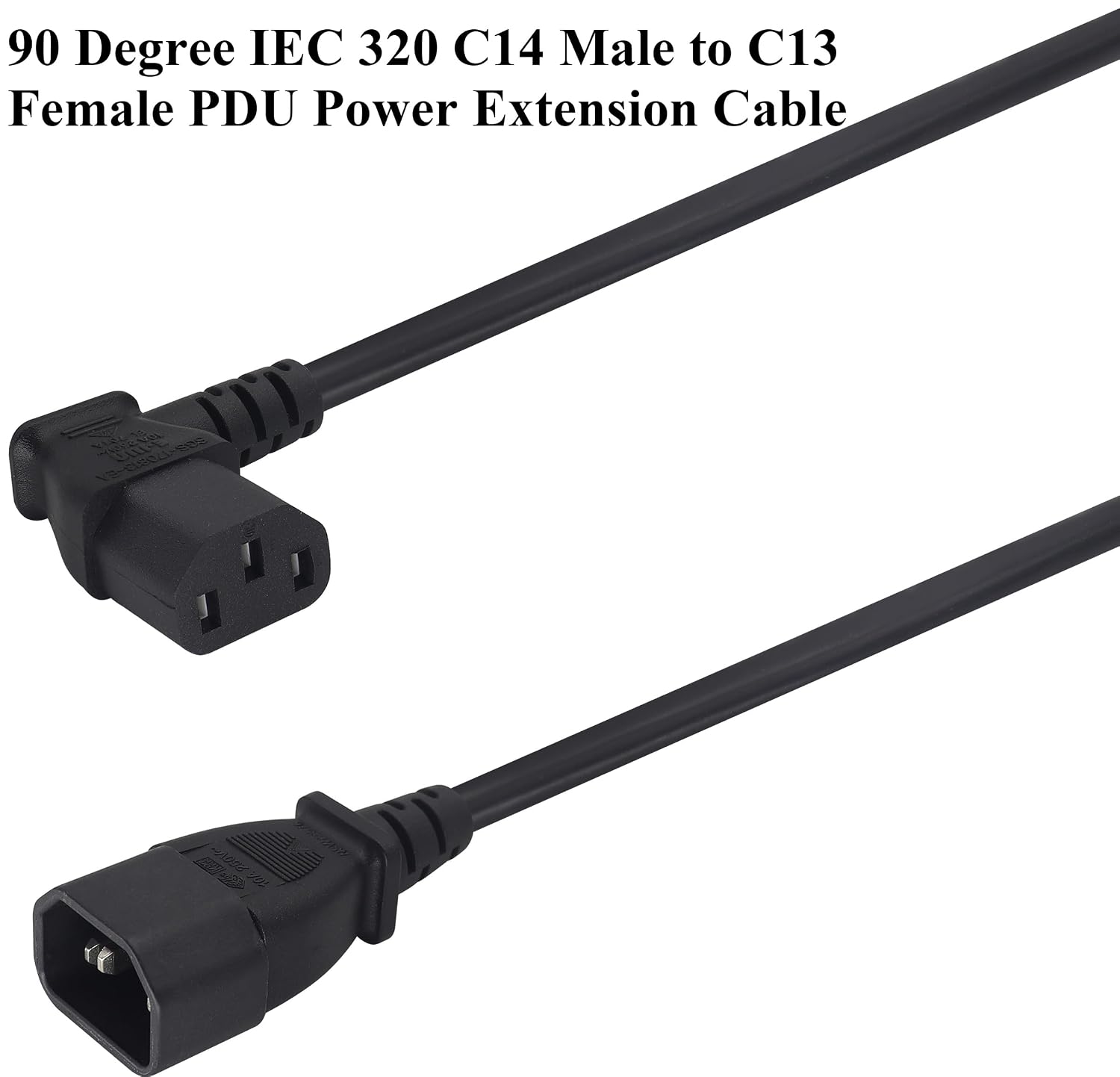 2-Pack 90 Degree IEC 320 C13 to C14 Extension Power Cord 10A/250V Standard Computer AC Power Socket Cord for Desktop Computers HDTV Monitor Speakers,Etc(C14 to C13/90 Degree-0.3M) image 4