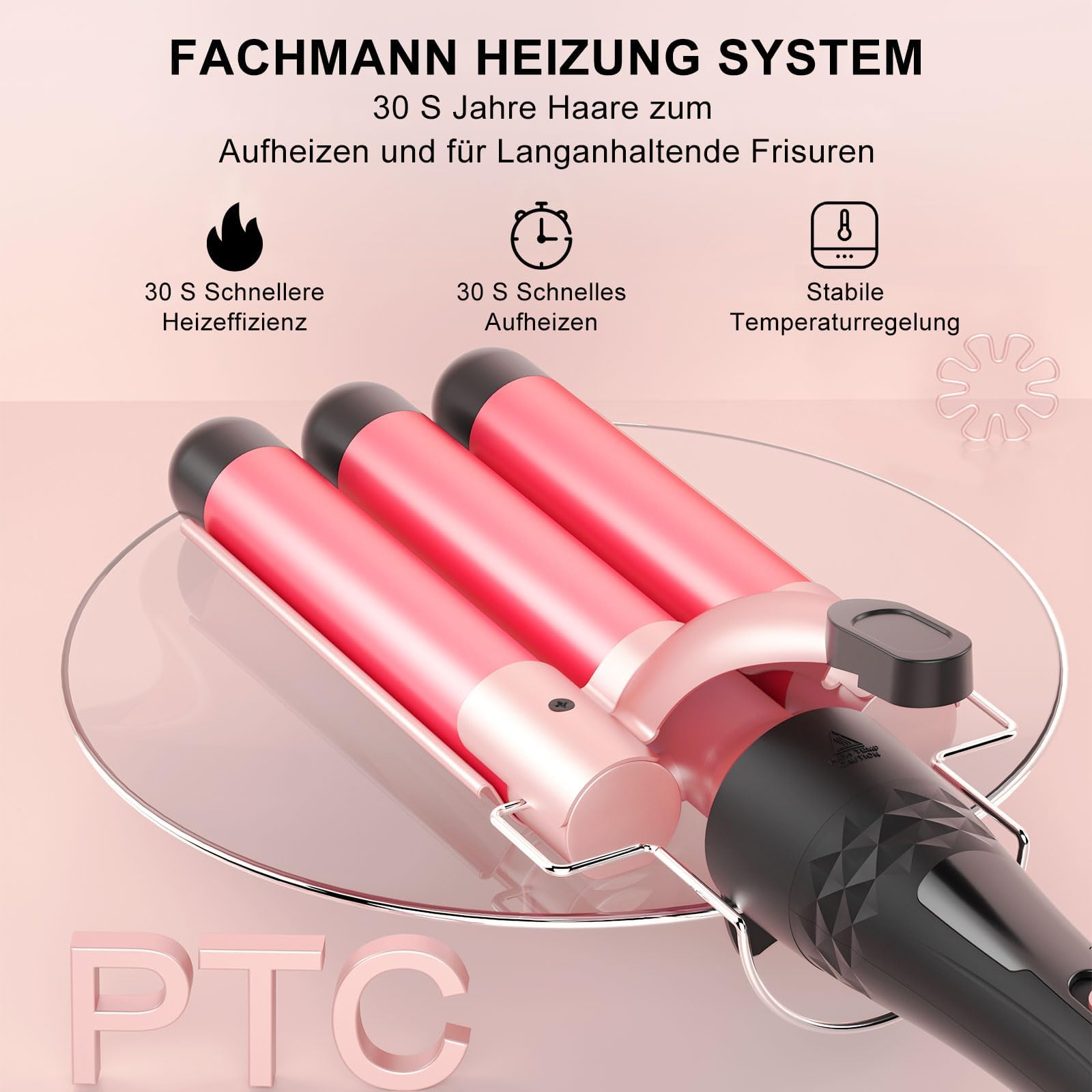 Lockenstäbe Set 5 in 1, MAX-T Lockenstab mit 3 Fässer und Multifunktion Thermal Brush, mit Verschiedenen Aufsätzen 9-38mm, PTC-Schnellheizung Temperaturregelung und Schutzhandschuhen