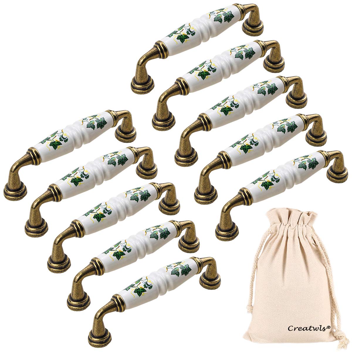 Creatwls 10 pcs Modern Kitchen Cabinet Handle Pull Bow Handles for Wardrobe Drawer, Ceramic Cupboard Pulls Bathroom Chest Dresser Office Cabinet Pull Handle