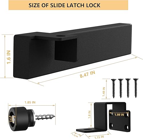 Miniatura 2 de Sdstone Pestillo de puerta deslizante, pestillo de puerta resistente con orificio para candado, cerradura de pestillo ajustable con dos ruedas