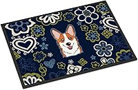 Vista 190 de Caroline's Treasures BB1449JMAT - Tapete de bienvenida de carlino negro, 24 x 36 pulgadas, tapete azul para puerta delantera, para interiores