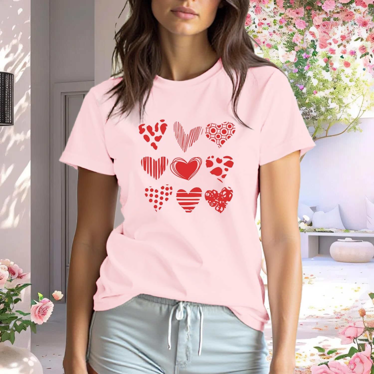 Valentines Shirts for Women Valentines Day Tshirts Valentine Day Lover Tee Tops - Image 3