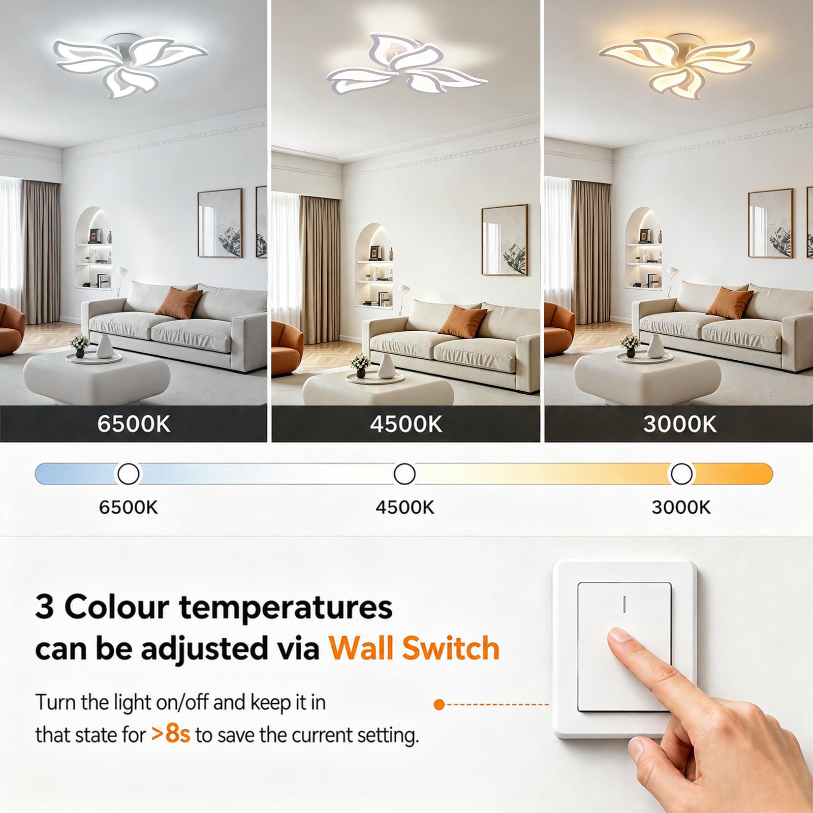 LED Plafonnier Luminaire 38W 4500LM 64cm Température de couleur réglable