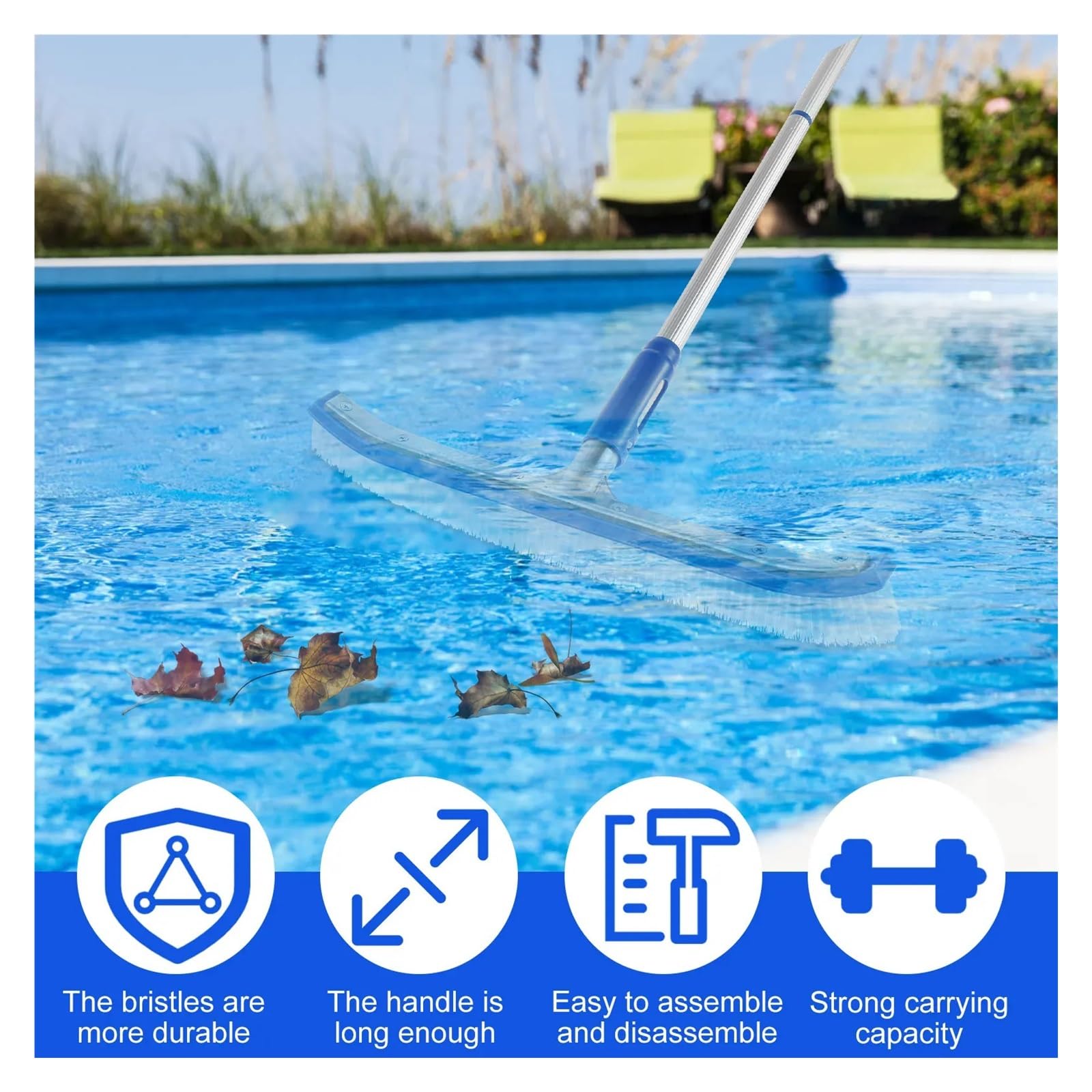 Set Di Spazzole for Piscina Pulizia Portatile Con Manico Da 63 Pollici Spugna for Riporre Facilmente La for Pareti Piastrelle