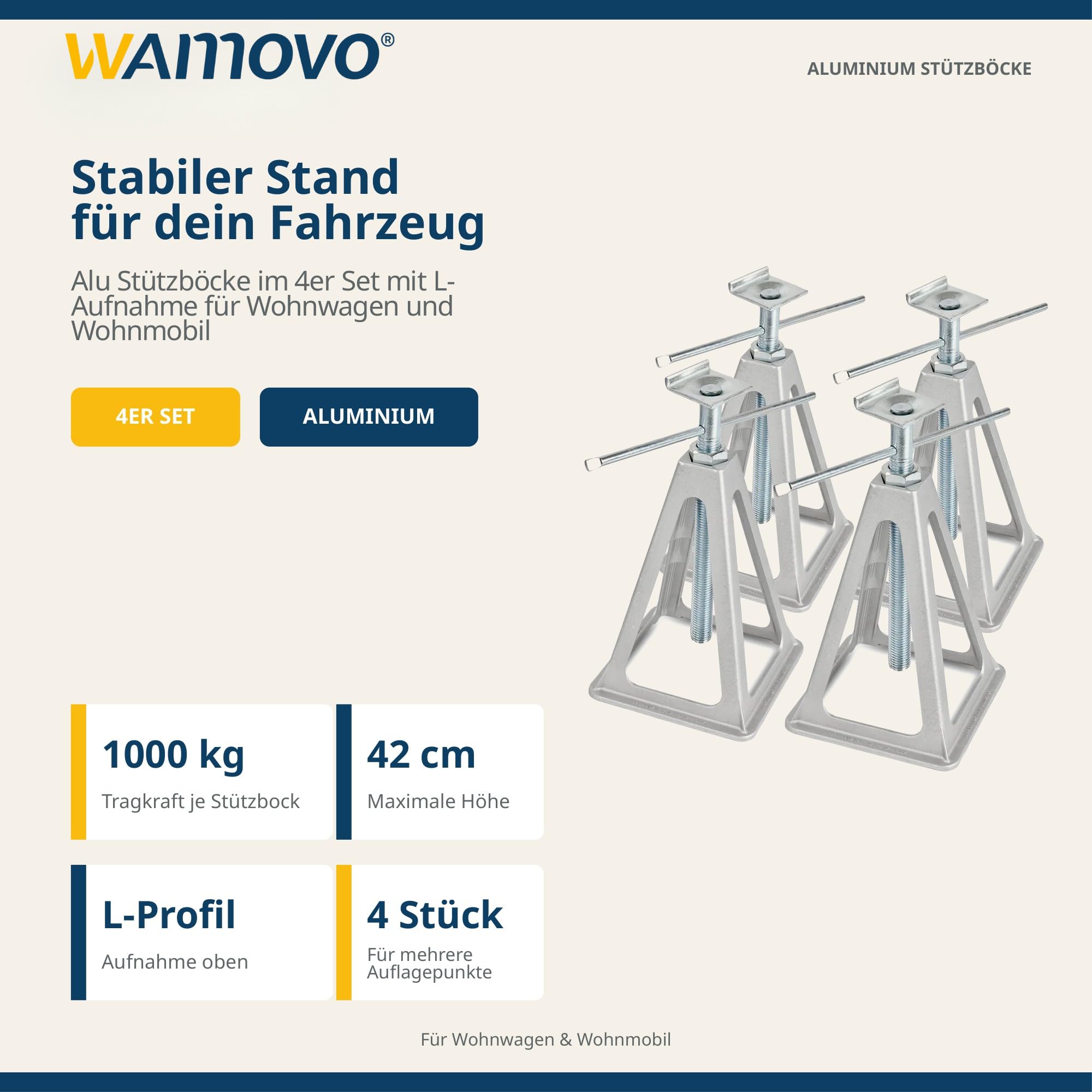 Alu Stützbock Set | L-Profil | 1000Kg Tragkraft | 42cm Höhe | L-Aufnahme (4)