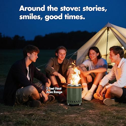 Miniatura 35 de Hoguera de mesa de 9.7 x 7.1 pulgadas, estufa de campamento de bajo humo para fogatas de combustión segura al aire libre, pellets de combustible