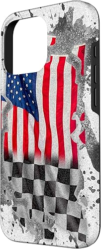 Vista 50 de iPhone 12 mini Car Racing bandera estadounidense pit crew Case