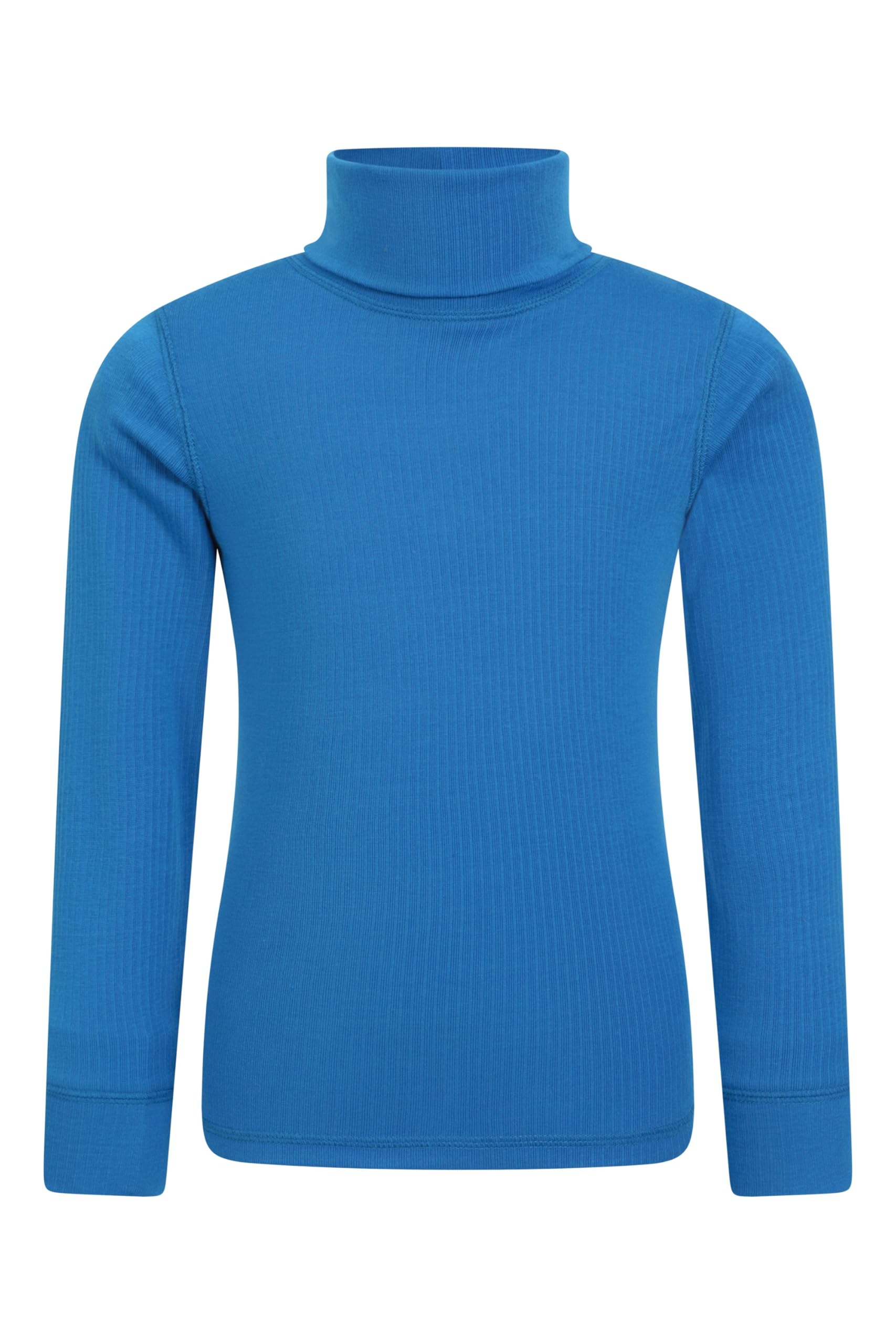 Mountain Warehouse Talus Kids Roll Neck Top - Quick Wicking Jumper, Easy Care Turtle Neck Tee, Warm Thermal Baselayer, Lightweight - for Winter, Walking, Hiking Cobalt Kids Size 2-3 Years