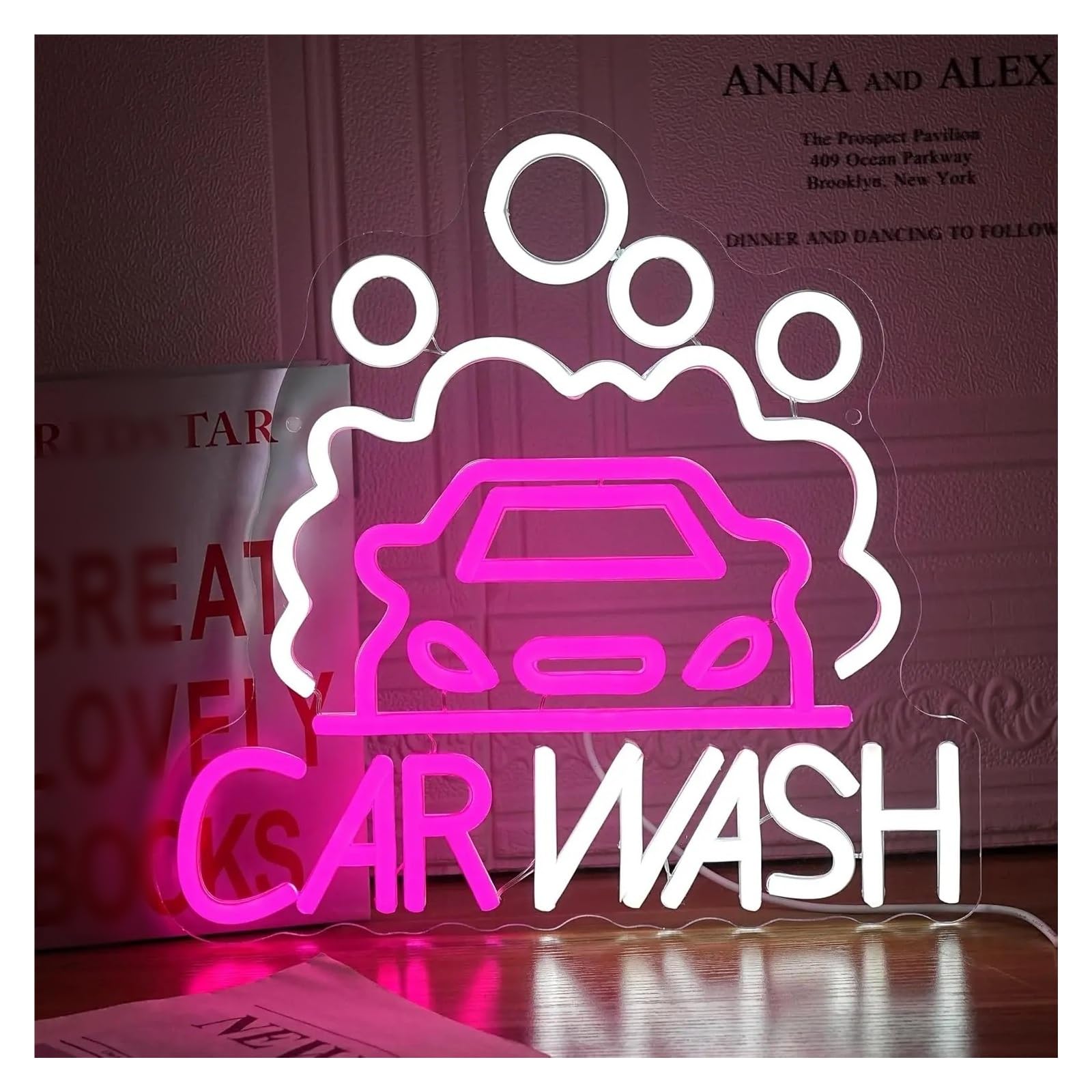 cartelli al neon personalizzati Car Wash Insegna Al Neon USB Business LED Per L'area Di Servizio Della Stazione Del Partito Negozio Riparazioni Auto Mostra Decorazione 12.6x12.6in